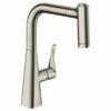 Hansgrohe Metris M71 Single Lever Kitchen Mixer Tap 220 With Pull Out Spray 2 Spray Modes - Stainless Steel - 14834800