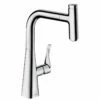 Hansgrohe Metris Select M71 Single Lever Kitchen Mixer Tap 240 With Pull-Out Spout Single Spray Mode - Chrome - 14857000