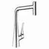 Hansgrohe Metris Select M71 Single Lever Kitchen Mixer Tap 320 With Pull-Out Spout Single Spray Mode - Chrome - 14884000