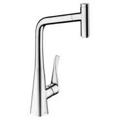 Hansgrohe Metris Select M71 Single Lever Kitchen Mixer Tap 320 With Pull-Out Spout Single Spray Mode - Chrome - 14884000