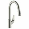 Hansgrohe Focus M42 Single Lever Kitchen Mixer Tap 220 With Pull-Out Spray 2 Spray Modes - Stainless Steel - 71800800