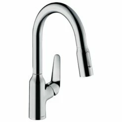 Hansgrohe Focus M42 Single Lever Kitchen Mixer Tap 180 With Pull-Out Spray 2 Spray Modes - Chrome - 71801000
