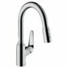Hansgrohe Focus M42 EcoSmart Single Lever Kitchen Mixer Tap 180 With Pull-Out Spray 2 Spray Modes - Chrome - 71862000
