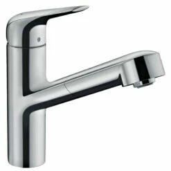 Hansgrohe Focus M42 EcoSmart Single Lever Kitchen Mixer Tap 150 With Pull-Out Spout Single Spray Mode - Chrome - 71865000