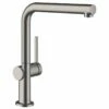 Hansgrohe Talis M54 Single Lever Kitchen Mixer Tap 270 Single Spray Mode - Brushed Black Chrome - 72840340