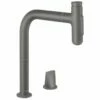 Hansgrohe Metris Select M71 2-Hole Single Lever Kitchen Tap Mixer 200 With Pull-Out Spray & Sbox 2 Spray Modes - Brushed Black Chrome - 73818340