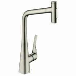 Hansgrohe Metris Select M71 Single Lever Kitchen Mixer Tap With Pull-Out Spray 2 Spray Modes - Stainless Steel - 73820800