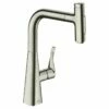 Hansgrohe Metris Select M71 Single Lever Kitchen Mixer Tap With Pull-Out Spray 2 Spray Modes - Stainless Steel - 73822800