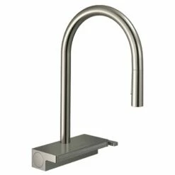 Hansgrohe Aquno Select M81 Single Lever Kitchen Mixer Tap 170 With Pull-Out Spray & Sbox 3 Spray Modes - Stainless Steel - 73831800