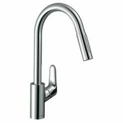 Hansgrohe Focus M41 Single Lever Kitchen Mixer Tap 240 With Pull-Out Spray & Sbox 2 Spray Modes - Chrome - 73880000