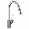 Hansgrohe Focus M41 Single Lever Kitchen Mixer Tap 240 EcoSmart With Pull-Out Spray & Sbox 2 Spray Modes - Chrome - 73895000