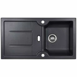 Thomas Denby Harmony XW 1 Bowl Reversible Ceramic Kitchen Sink & Drainer - Basalt Satin - HAR9110BA