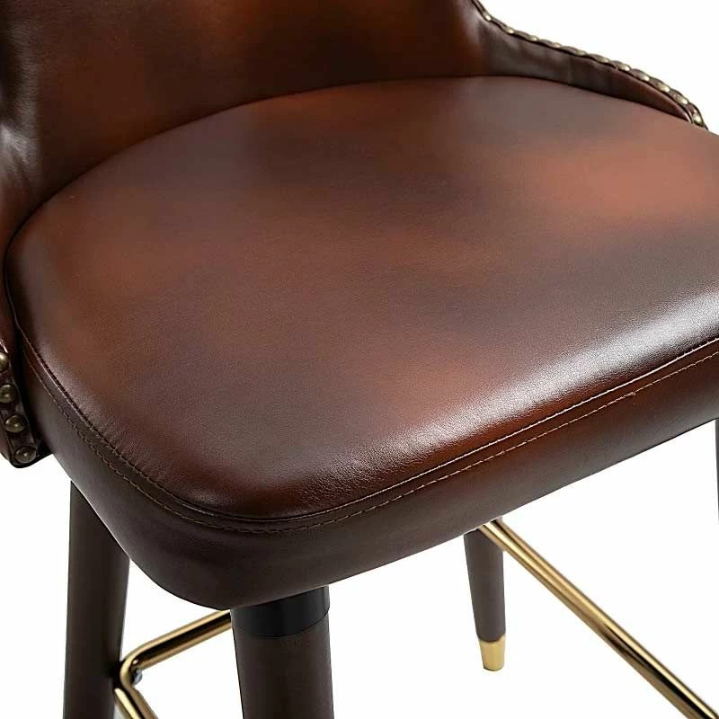 HOMCOM 2 Piece Bar Stools - PU Leather Seats With Wooden & Metal Frame - Brown - 835-199V71BN - Image 9