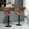 HOMCOM 2 Piece Height Adjustable Bar Stools & 360° Swivel With Footrests - Brown/Black - 835-228V71BN
