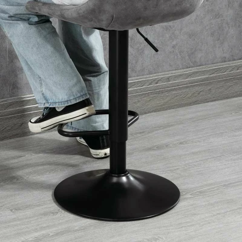 HOMCOM 2 Piece Height Adjustable Bar Stools & 360° Swivel With Footrests - Grey/Black - 835-228V71GY - Image 9