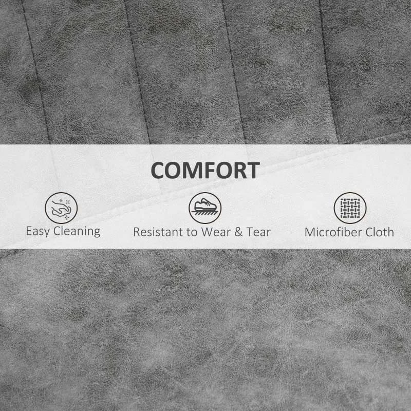 HOMCOM 2 Piece Height Adjustable Bar Stools & 360° Swivel With Footrests - Grey/Black - 835-228V71GY - Image 5