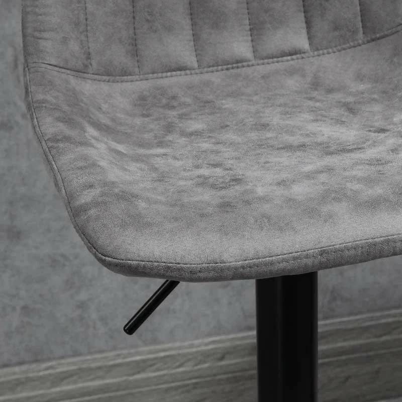 HOMCOM 2 Piece Height Adjustable Bar Stools & 360° Swivel With Footrests - Grey/Black - 835-228V71GY - Image 7