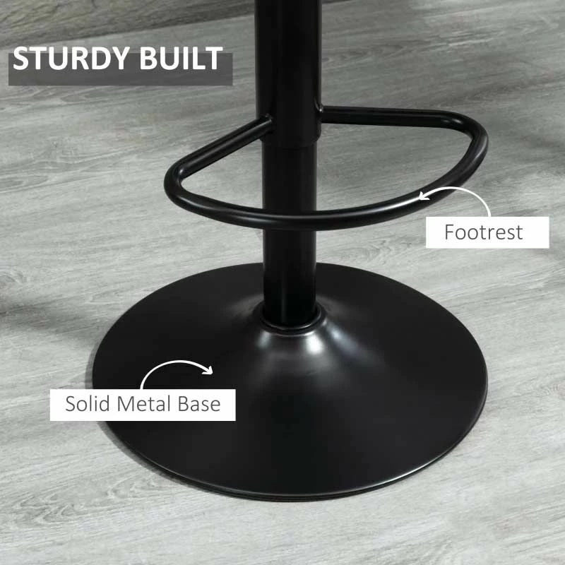 HOMCOM 2 Piece Height Adjustable Bar Stools & 360° Swivel With Footrests - Grey/Black - 835-228V71GY - Image 6