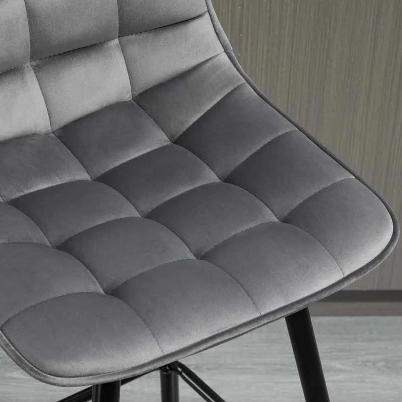 HOMCOM 2 Piece Bar Stools With Backs - Velvet Fabric Seats & Metal Legs - Grey/Black - 835-271V70 - Image 9