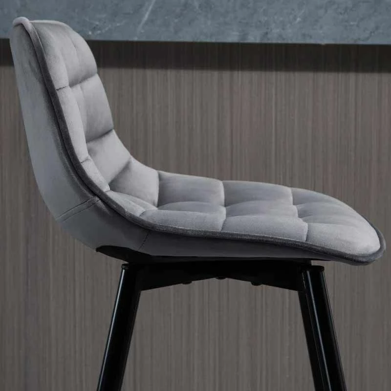 HOMCOM 2 Piece Bar Stools With Backs - Velvet Fabric Seats & Metal Legs - Grey/Black - 835-271V70 - Image 8