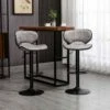 HOMCOM 2 Piece Height Adjustable Bar Stools With Swivel Seats & Footrests - Grey/Black - 835-356V71GY