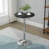 HOMCOM Height Adjustable Round Bar Table With Metal Base - Black/Chrome - 835-504