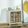 HOMCOM Glass Door Sideboard Storage Unit - Distressed White - 835-547WT