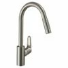 Hansgrohe Focus M41 Single Lever Kitchen Mixer Tap 240 With Pull-Out Spray 2 Spray Modes - Stainless Steel - 31815800