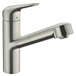 Hansgrohe Focus M42 Single Lever Kitchen Mixer Tap 150 With Pull-Out Spout Single Spray Mode - Stainless Steel - 71814800