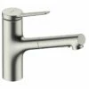 Hansgrohe Zesis M33 Single Lever Kitchen Mixer Tap 150 With Pull-Out Spray 2Jet Sbox Lite - Stainless Steel - 74803800