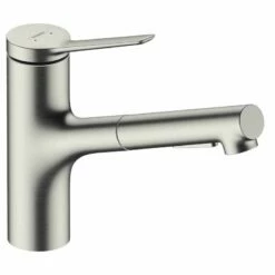 Hansgrohe Zesis M33 Single Lever Kitchen Mixer Tap 150 With Pull-Out Spray 2Jet Sbox Lite - Stainless Steel - 74803800