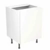 Kitchen Kit Slab 600mm Sink/Hob Cabinet - Super Gloss - White - Flatpacked - FKKF0035