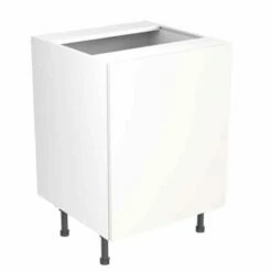 Kitchen Kit Slab 600mm Sink/Hob Cabinet - Super Gloss - White - Flatpacked - FKKF0035