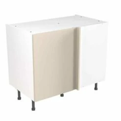 Kitchen Kit Slab 1000mm Blind Corner Base Cabinet - Super Gloss - Cashmere - Flatpacked - FKKF0109