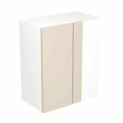 Kitchen Kit Slab 600mm Blind Corner Wall Cabinet - Super Gloss - Cashmere - Flatpacked - FKKF0116