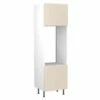 Kitchen Kit Slab 600mm Tall Double Oven Housing - Super Gloss - Cashmere - Flatpacked - FKKF0121