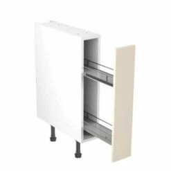 Kitchen Kit Slab 150mm Pull Out Base Cabinet - Super Gloss - Cashmere - Flatpacked - FKKF0151
