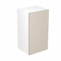 Kitchen Kit Slab 400mm Wall Cabinet - Super Gloss - Light Grey - Flatpacked - FKKF0212