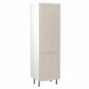 Kitchen Kit Slab 600mm Tall 70/30 Fridge/Freezer Housing - Super Gloss - Light Grey - Flatpacked - FKKF0222
