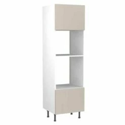 Kitchen Kit Slab 600mm Tall Oven & Microwave Housing - Super Gloss - Light Grey - Flatpacked - FKKF0232