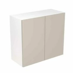Kitchen Kit Slab 800mm Wall Cabinet - Super Gloss - Light Grey - Flatpacked - FKKF0238