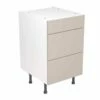 Kitchen Kit Slab 500mm 3 Drawer Base Cabinet - Super Gloss - Light Grey - Flatpacked - FKKF0241