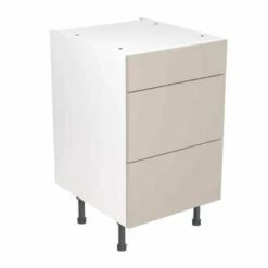 Kitchen Kit Slab 500mm 3 Drawer Base Cabinet - Super Gloss - Light Grey - Flatpacked - FKKF0241