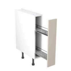 Kitchen Kit Slab 150mm Pull Out Base Cabinet - Super Gloss - Light Grey - Flatpacked - FKKF0251