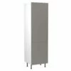 Kitchen Kit Slab 600mm Tall Larder Cabinet - Super Gloss - Dust Grey - Flatpacked - FKKF0334
