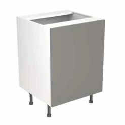 Kitchen Kit Slab 600mm Sink/Hob Cabinet - Super Gloss - Dust Grey - Flatpacked - FKKF0335