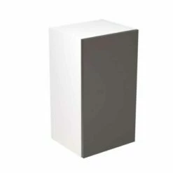 Kitchen Kit Slab 400mm Wall Cabinet - Super Gloss - Graphite - Flatpacked - FKKF0412