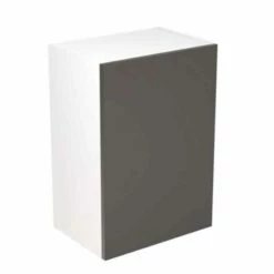 Kitchen Kit Slab 500mm Wall Cabinet - Super Gloss - Graphite - Flatpacked - FKKF0413
