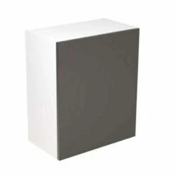 Kitchen Kit Slab 600mm Wall Cabinet - Super Gloss - Graphite - Flatpacked - FKKF0414