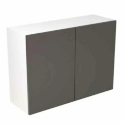 Kitchen Kit Slab 1000mm Wall Cabinet - Super Gloss - Graphite - Flatpacked - FKKF0415
